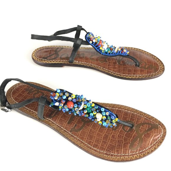 Sam Edelman Shoes - Sam Edelman Beaded Shell T-Strap Thong Sandals 8.5